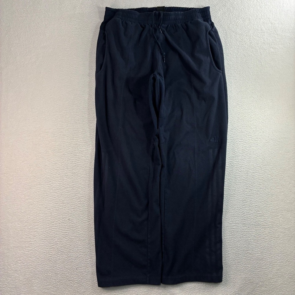 Y2K Adidas Baggy Sweatpants Men M‎ Blue Fleece Track Pants Drawstring Vintage